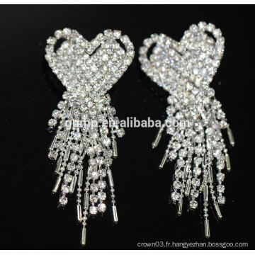 Promotion Boucles d&#39;oreilles élégantes nuptiales Boucles d&#39;oreilles en cristal pendentif en argent